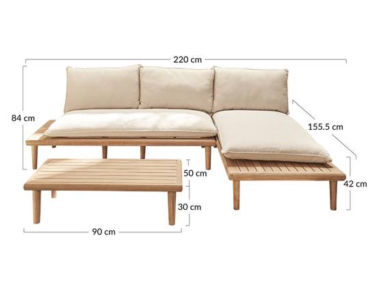 Papeete - salon bas de jardin 4 places + table - en bois d'acacia FSC 100% - Best Mobilier - Image 9