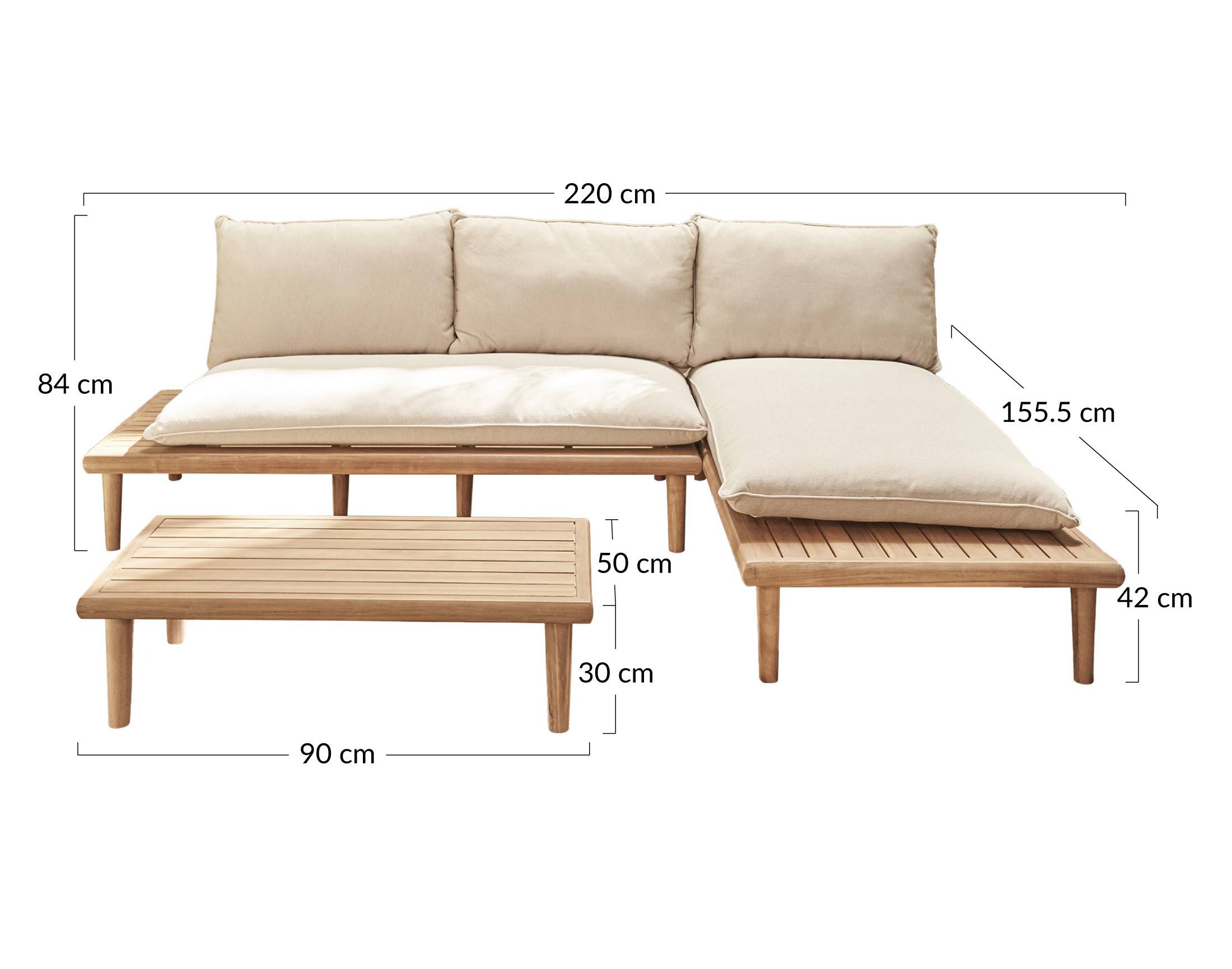 Papeete - salon bas de jardin 4 places + table - en bois d'acacia FSC  100% - Best Mobilier - Image 9