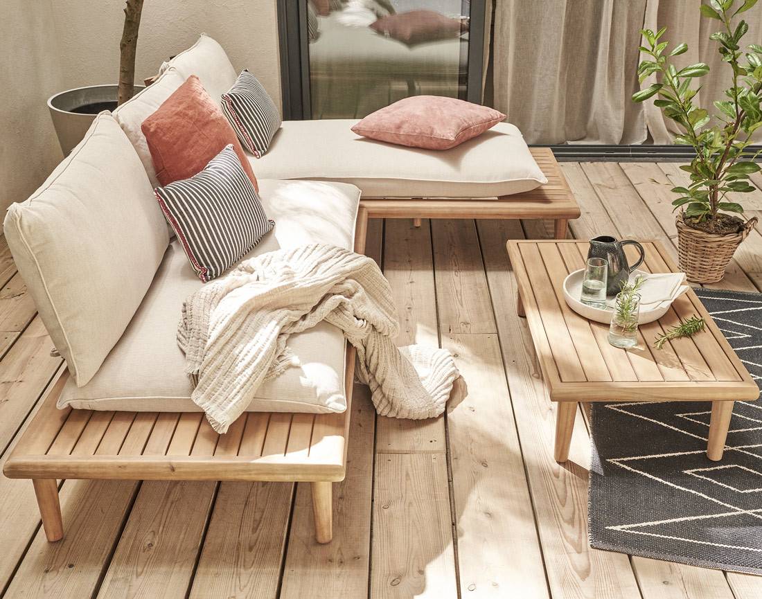Papeete - salon bas de jardin 4 places + table - en bois d'acacia FSC  100% - Best Mobilier - Image 3