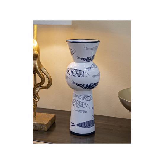 Vase Haut en Céramique "Poissons" 38cm Multicolore - Image 6
