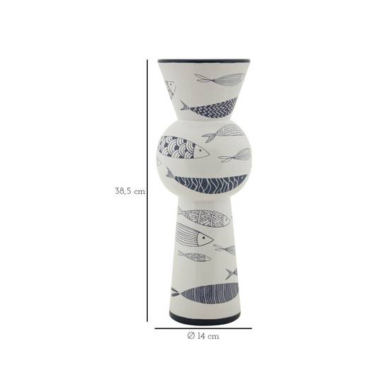 Vase Haut en Céramique "Poissons" 38cm Multicolore - Image 7