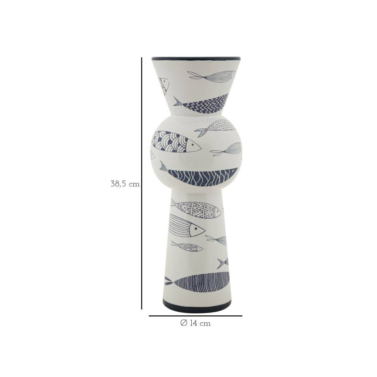 Vase Haut en Céramique "Poissons" 38cm Multicolore - Image 7