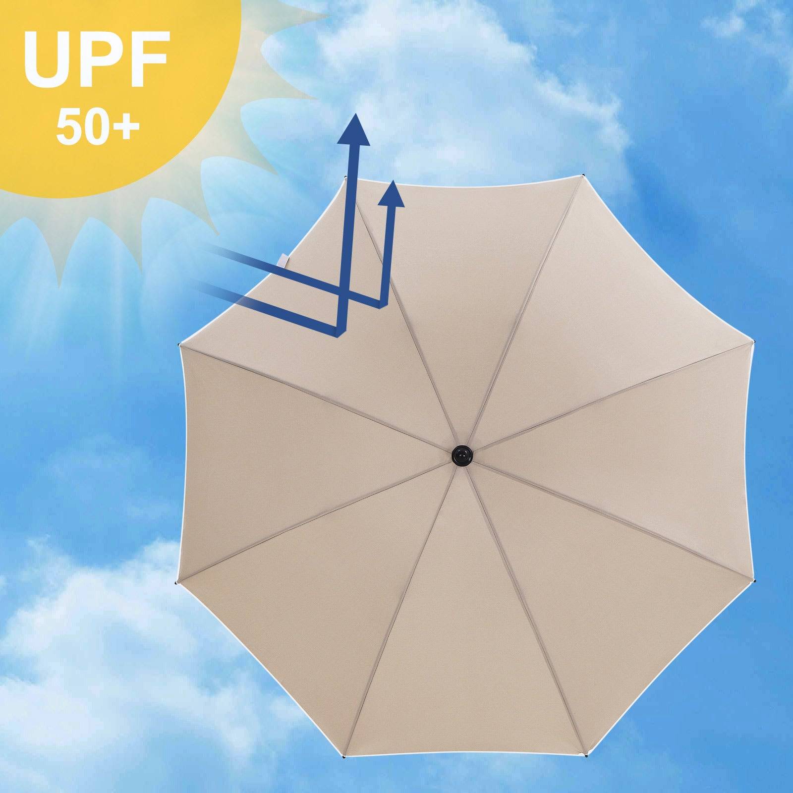 Helloshop26 - Parasol de jardin diamètre 1,6 m ombrelle protection UPF 50+ inclinable portable résistant au vent baleines en fibre de verre avec sac taupe - Imagen 3