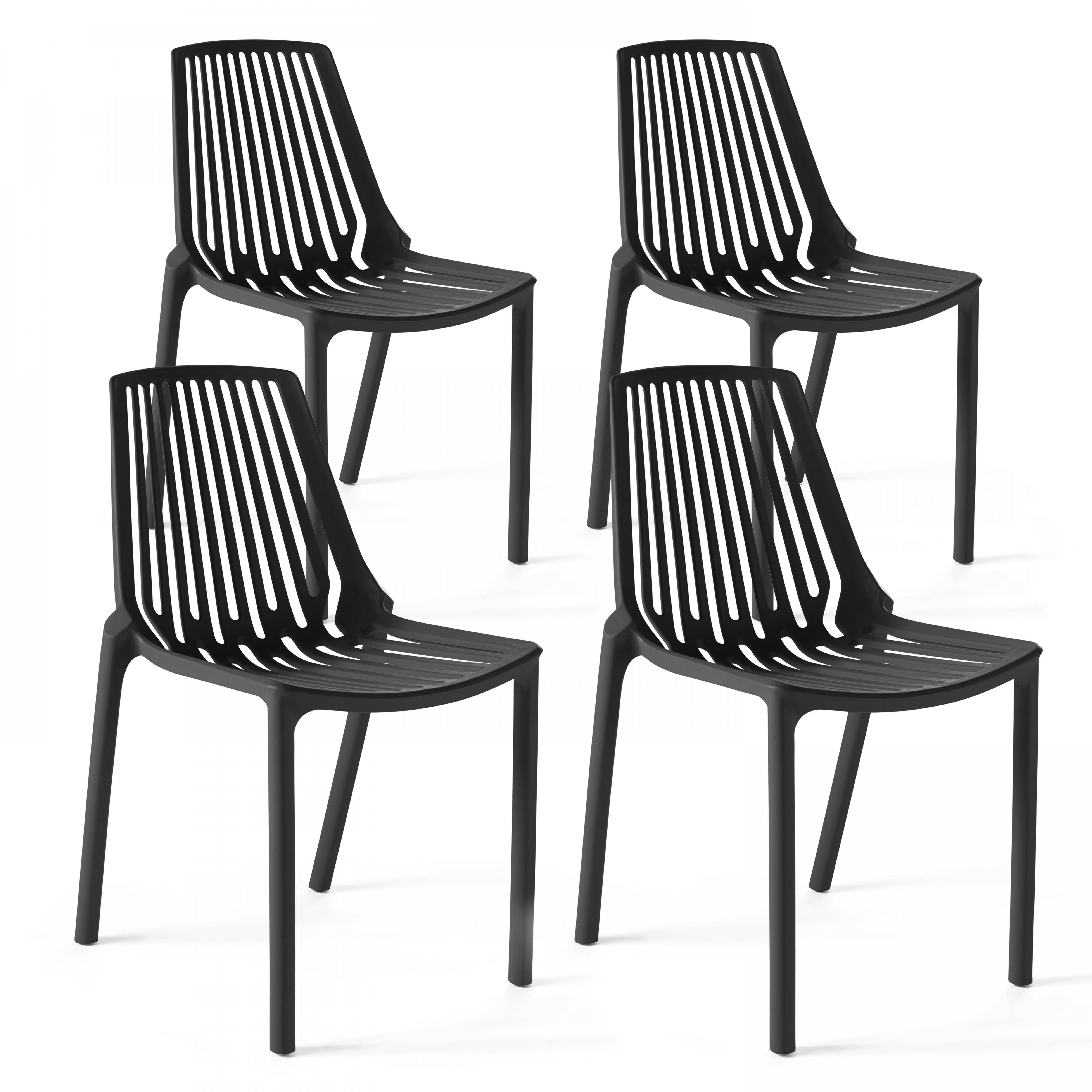 Oviala - Lot de 4 chaises en plastique noir Paris - Oviala - Imagen 1