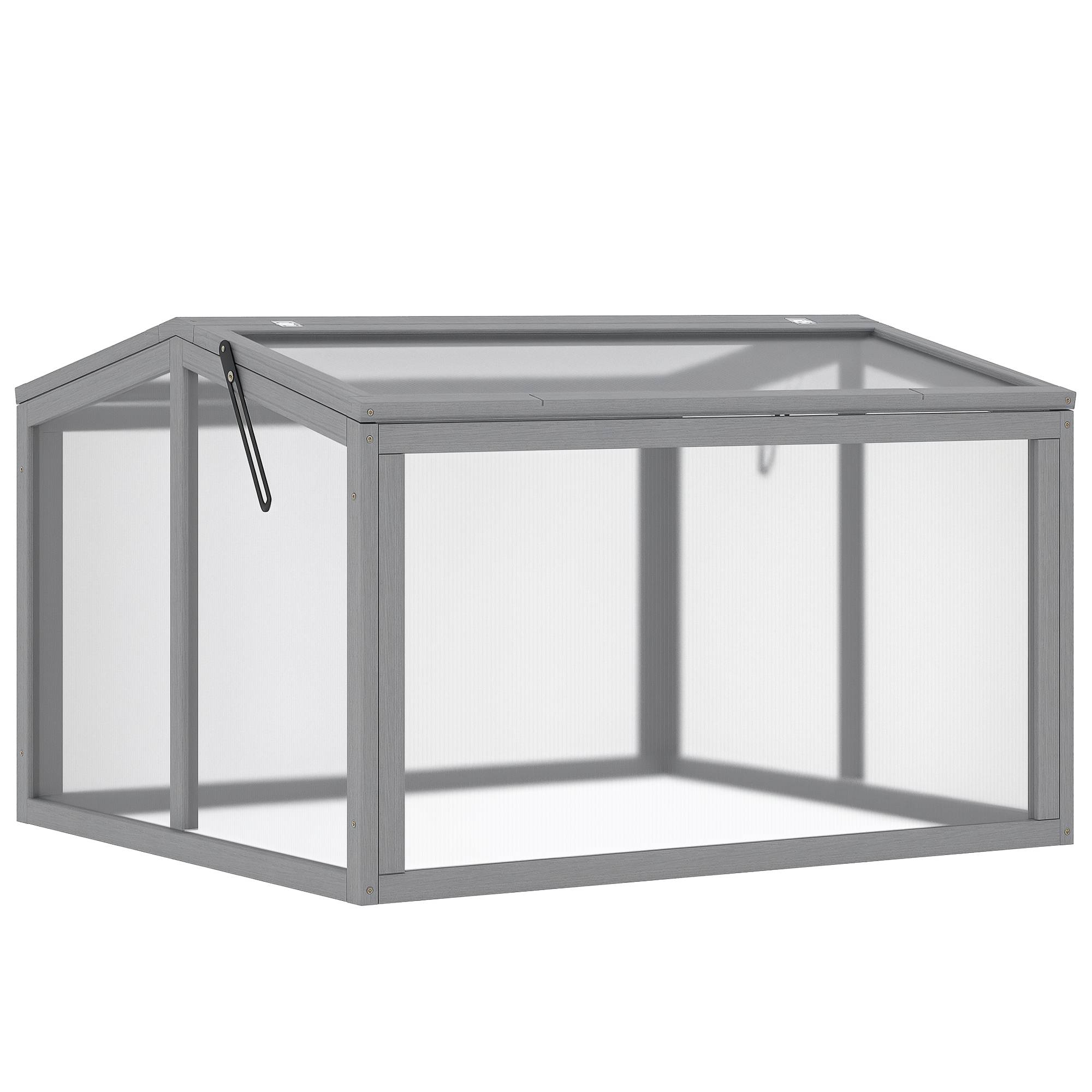 Châssis froid bois, panneaux polycarbonate 90x80x58 cm gris clair, serre balcon potager semis - Image 1