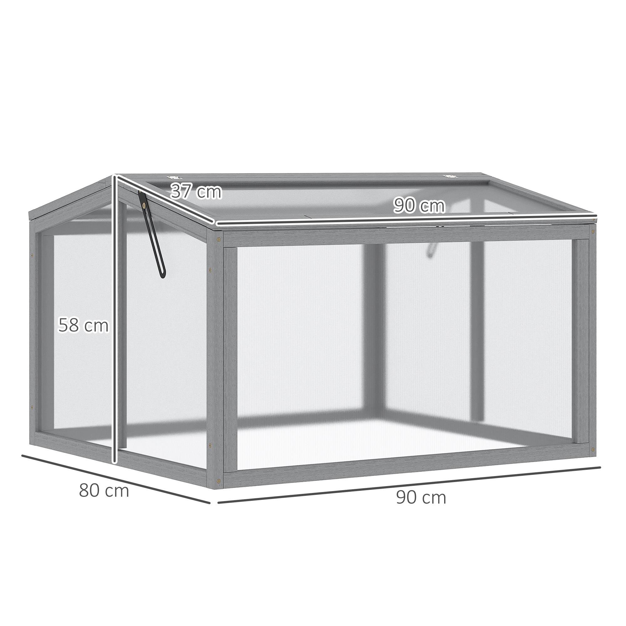 Châssis froid bois, panneaux polycarbonate 90x80x58 cm gris clair, serre balcon potager semis - Image 5