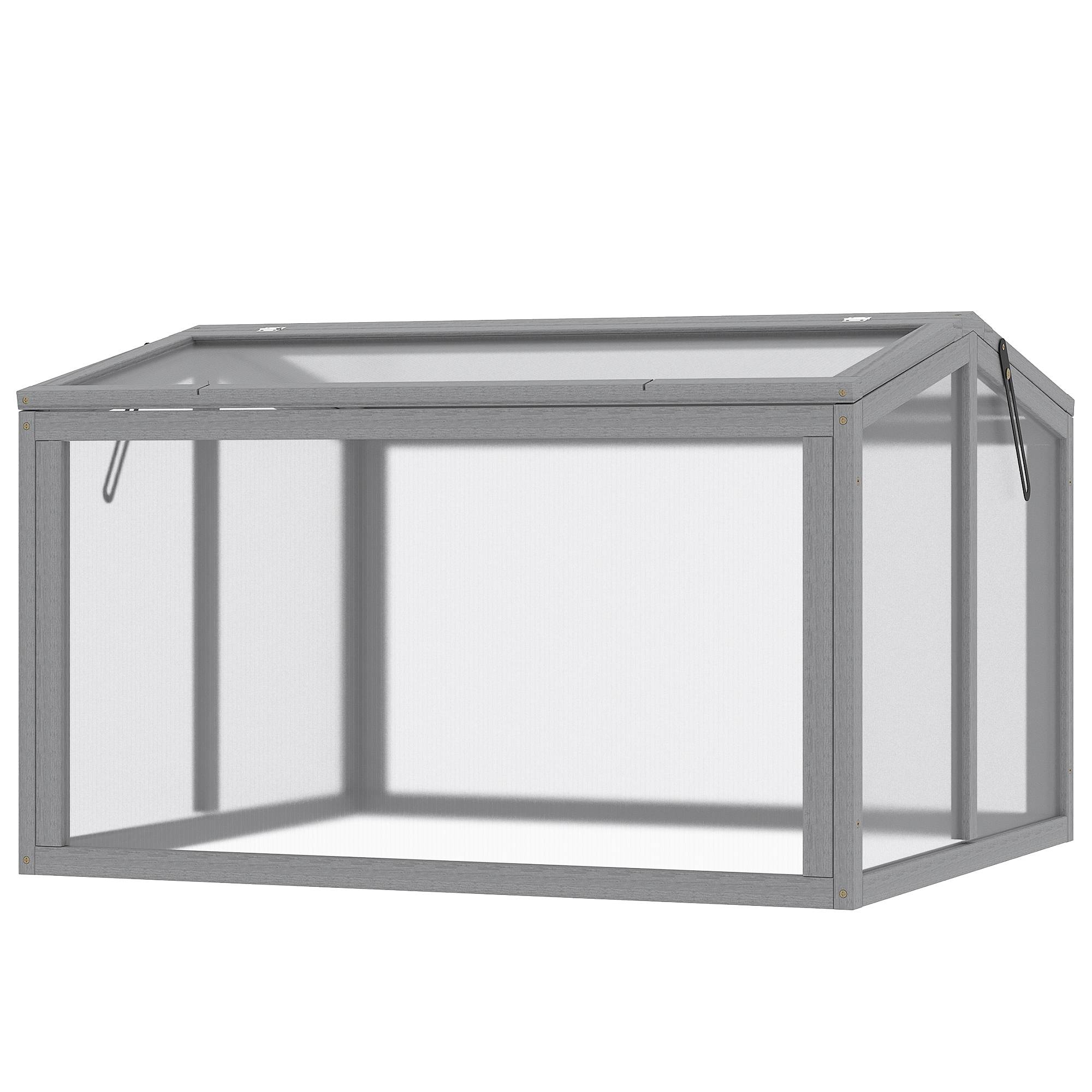 Châssis froid bois, panneaux polycarbonate 90x80x58 cm gris clair, serre balcon potager semis - Image 2