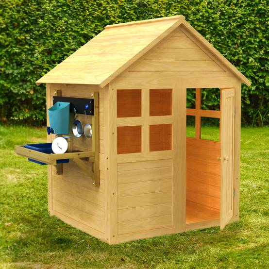 Maisonnette cabane enfant avec plancher et cuisine BOUTON D'OR COTTAGE en bois FSC® - Image 1