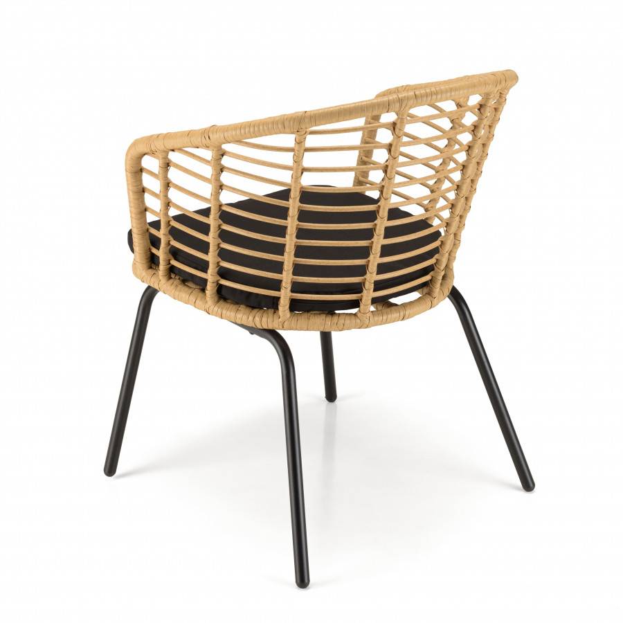 Macabane - MALO - SALON DE JARDIN 4 PERS. - 1 Table ronde 120x120cm et 4 fauteuils beiges et noirs - Imagen 10