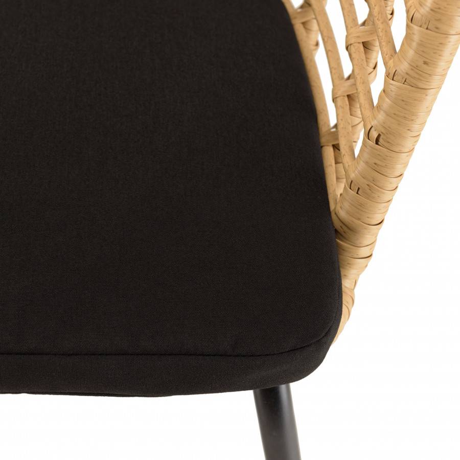 Macabane - MALO - SALON DE JARDIN 4 PERS. - 1 Table ronde 120x120cm et 4 fauteuils beiges et noirs - Imagen 9