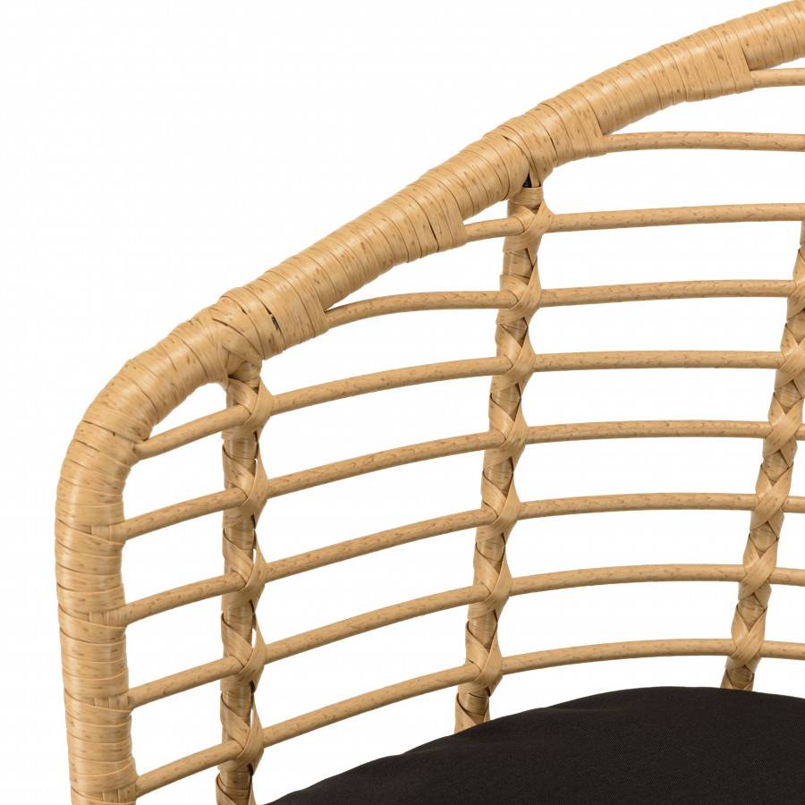 Macabane - MALO - SALON DE JARDIN 4 PERS. - 1 Table ronde 120x120cm et 4 fauteuils beiges et noirs - Imagen 8