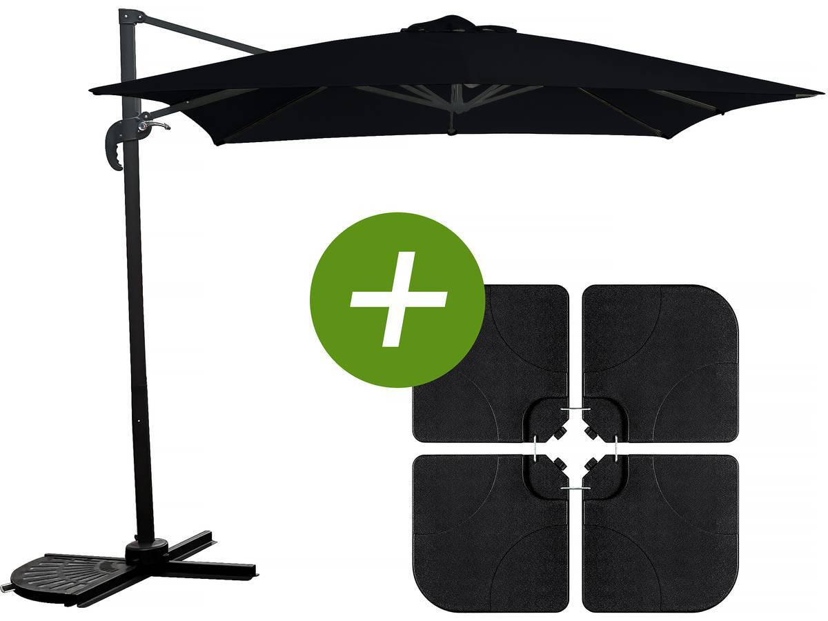 Parasol Jardin Déporté "soleil" - Carré - 2.5 X 2.5 M - Noir + Dalles à Lester Incluses -habitat Et Jardin - Image 1