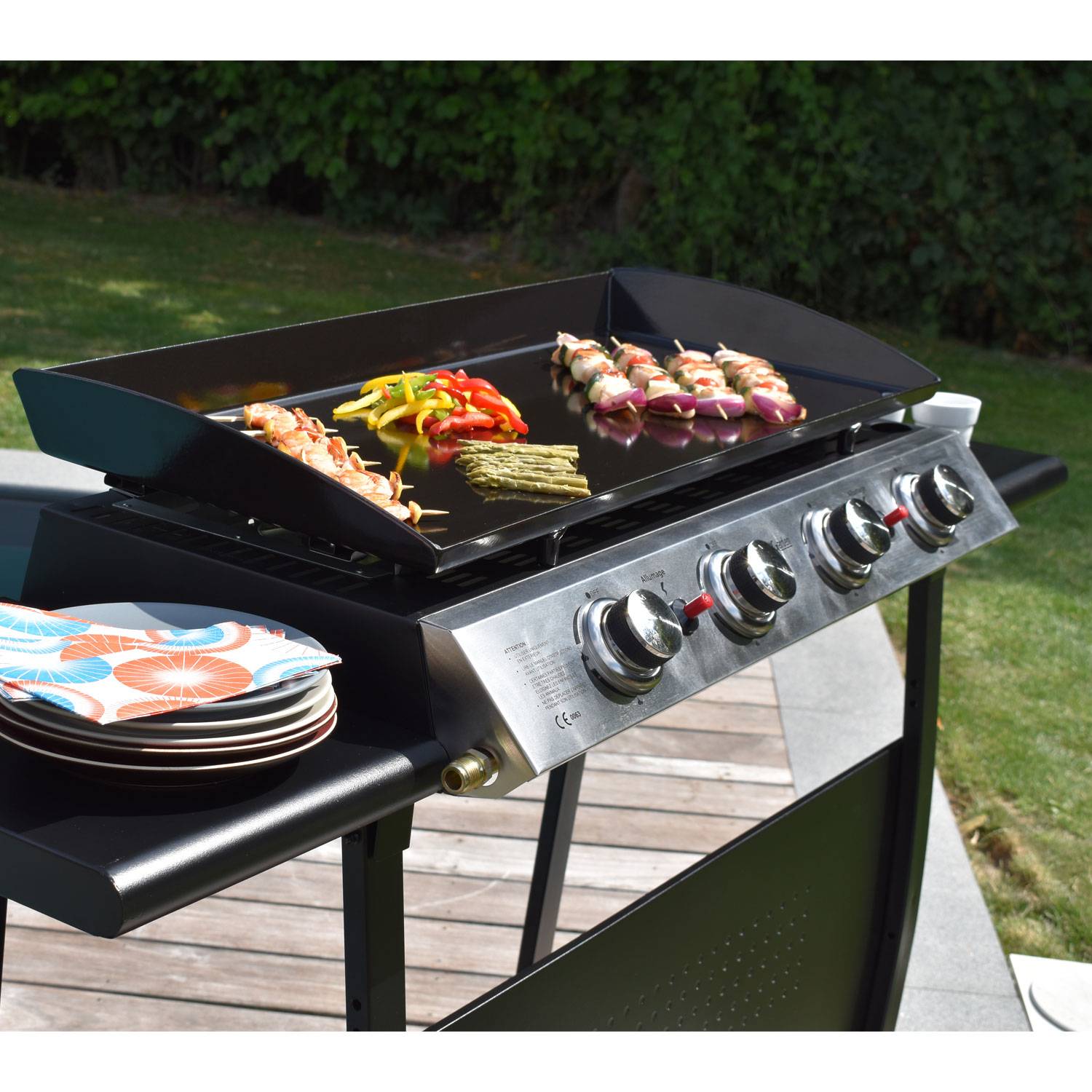 Happy Garden - Plancha au gaz VALENCIA - 4 brûleurs 10kW + chariot - HAPPY GARDEN - Imagen 4