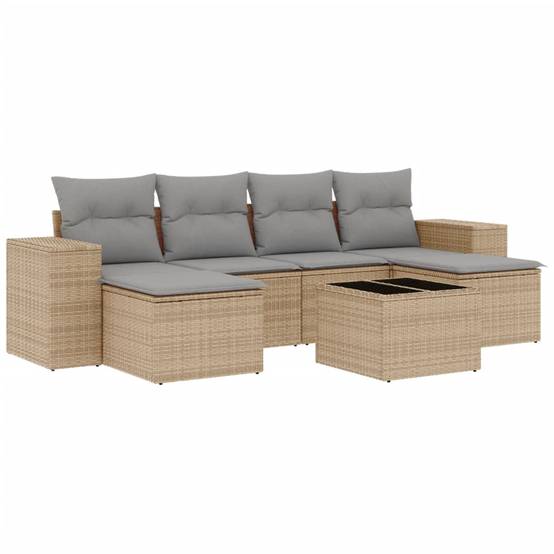 Salon de Jardin 4 Places Beige avec 2 Poufs, Table Basse et Coffres de Rangement Intégrés – ComfortXL Outdoor Living - Image 2
