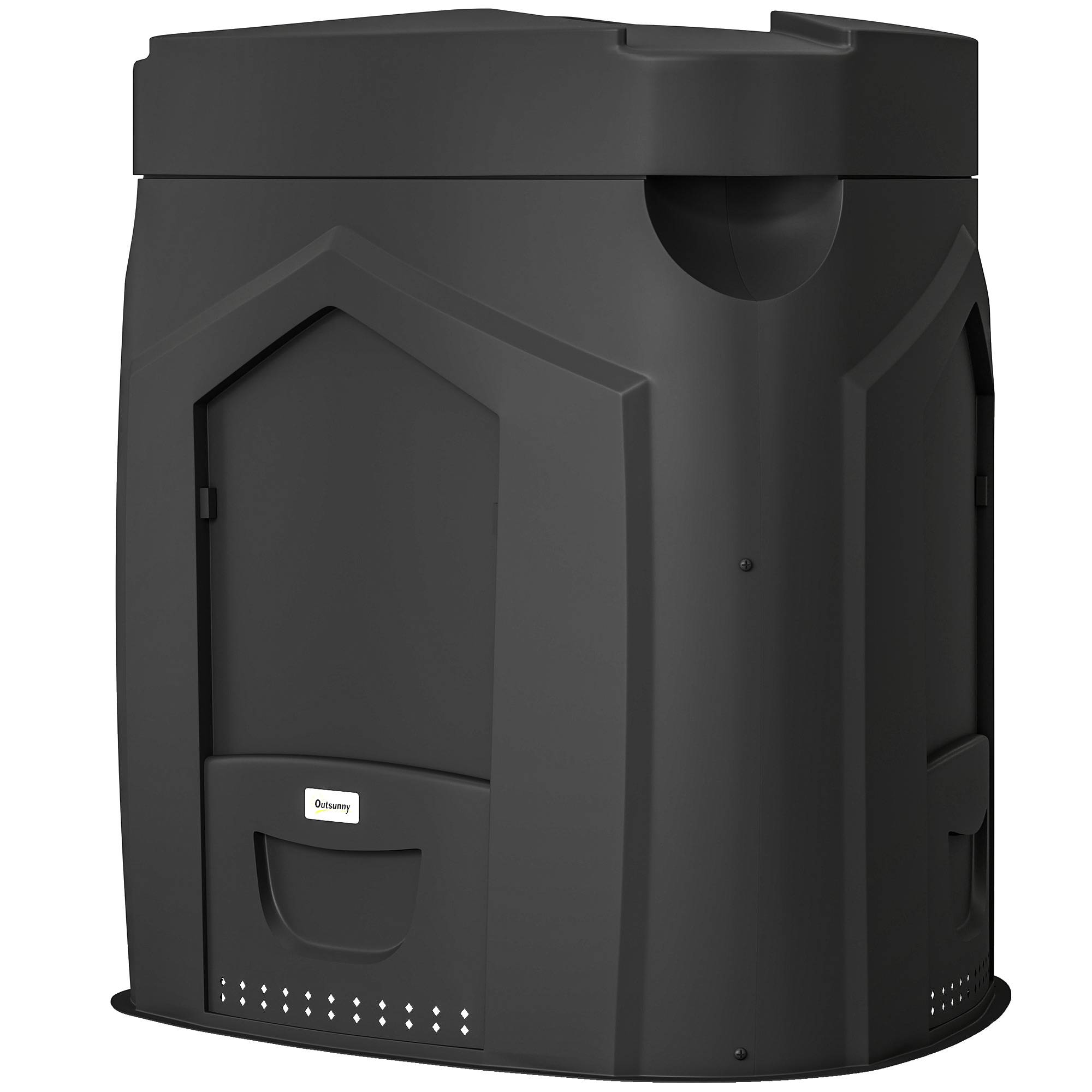 ComfortXL - Composteur de jardin 240 L polypropylène noir forme triangulaire 3 portes pour déchets verts et cuisine - Image 2