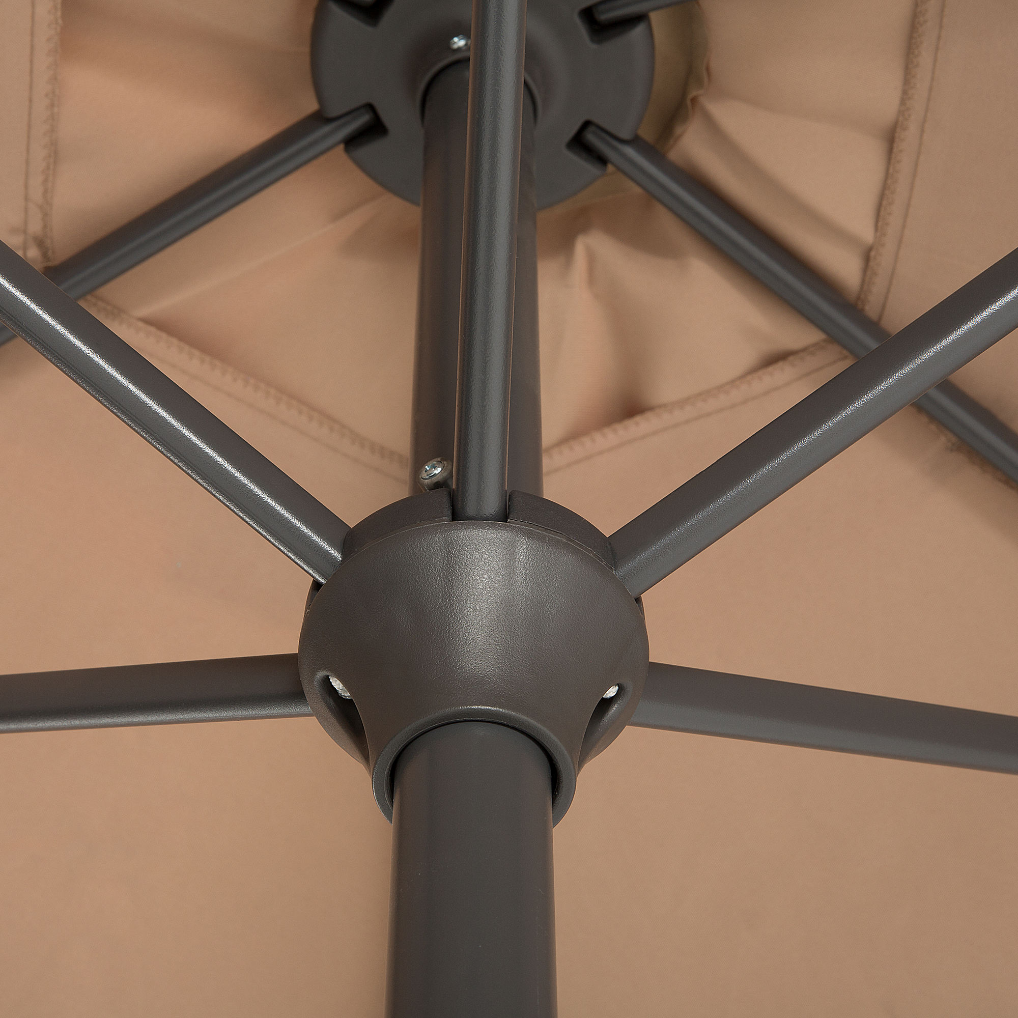 Beliani - Parasol de Jardin ou de Terrasse Beige Sable Orientable avec Pied Noir Diamètre 270 cm Toile Anti UV Beliani - Imagen 6