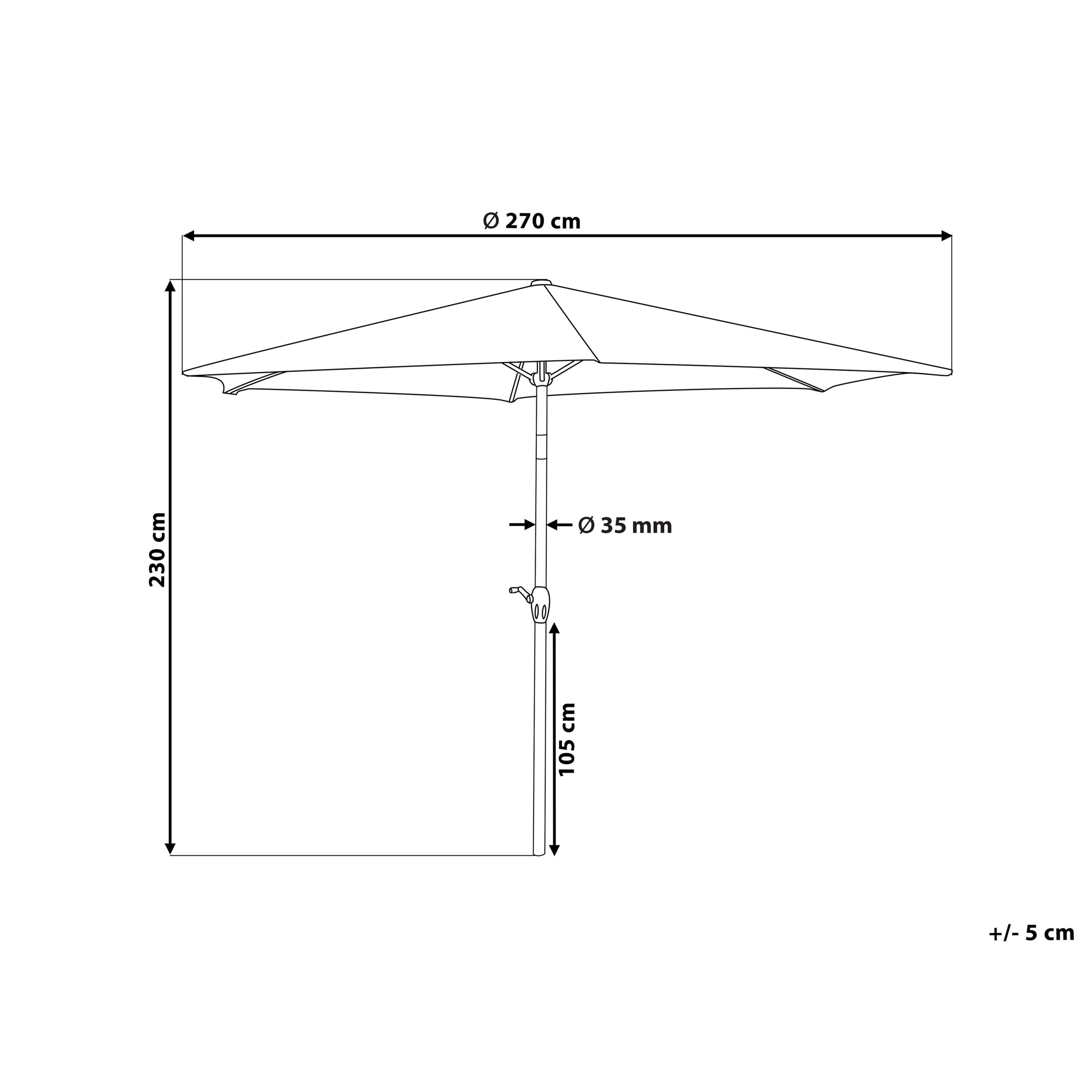 Beliani - Parasol de Jardin ou de Terrasse Beige Sable Orientable avec Pied Noir Diamètre 270 cm Toile Anti UV Beliani - Imagen 3