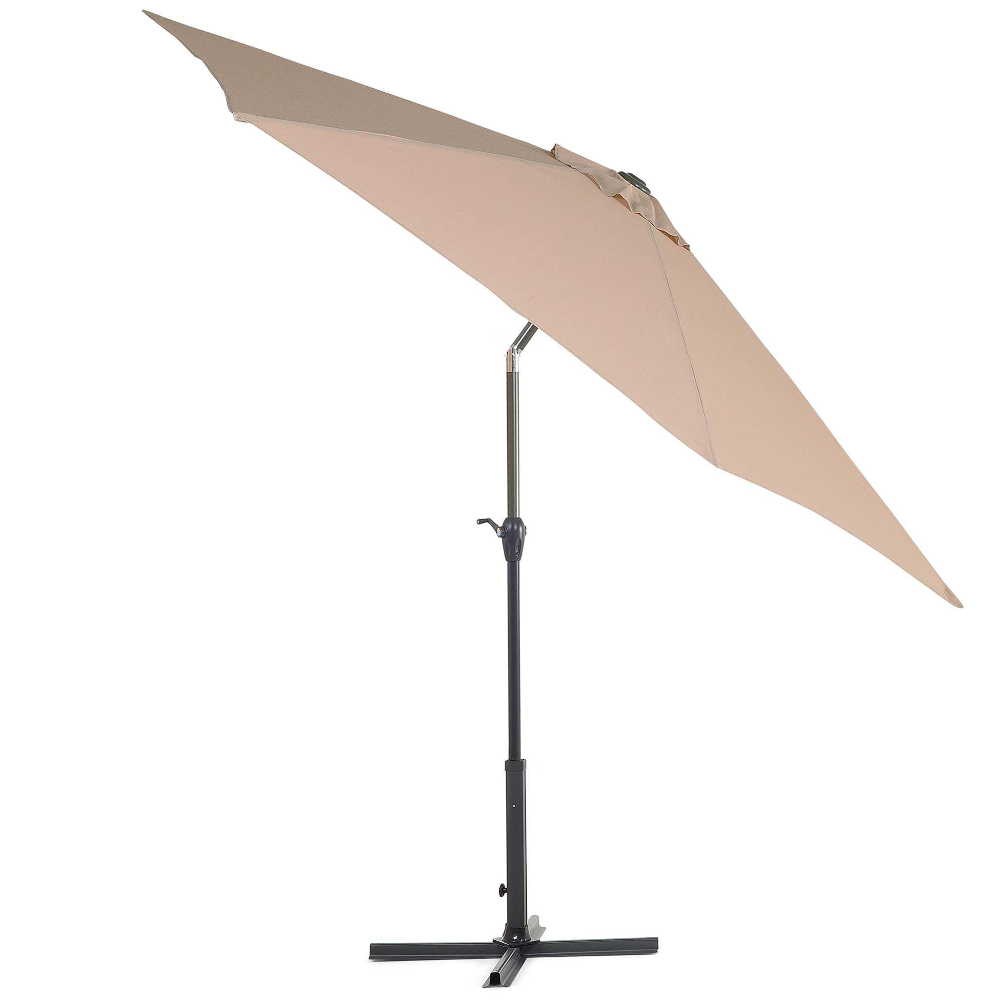Beliani - Parasol de Jardin ou de Terrasse Beige Sable Orientable avec Pied Noir Diamètre 270 cm Toile Anti UV Beliani - Imagen 4