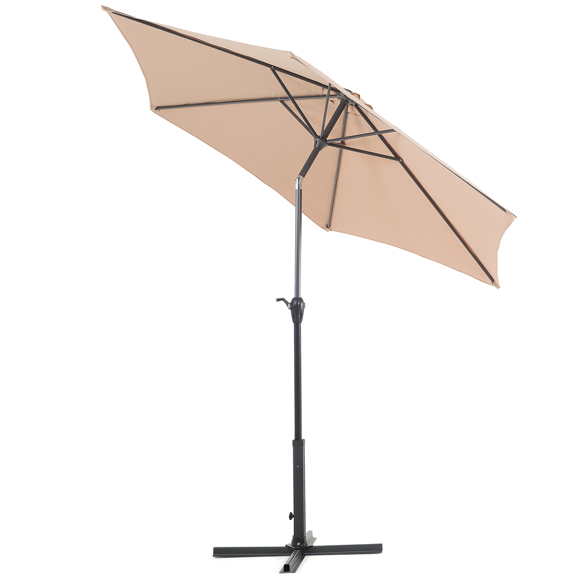 Beliani - Parasol de Jardin ou de Terrasse Beige Sable Orientable avec Pied Noir Diamètre 270 cm Toile Anti UV Beliani - Imagen 5