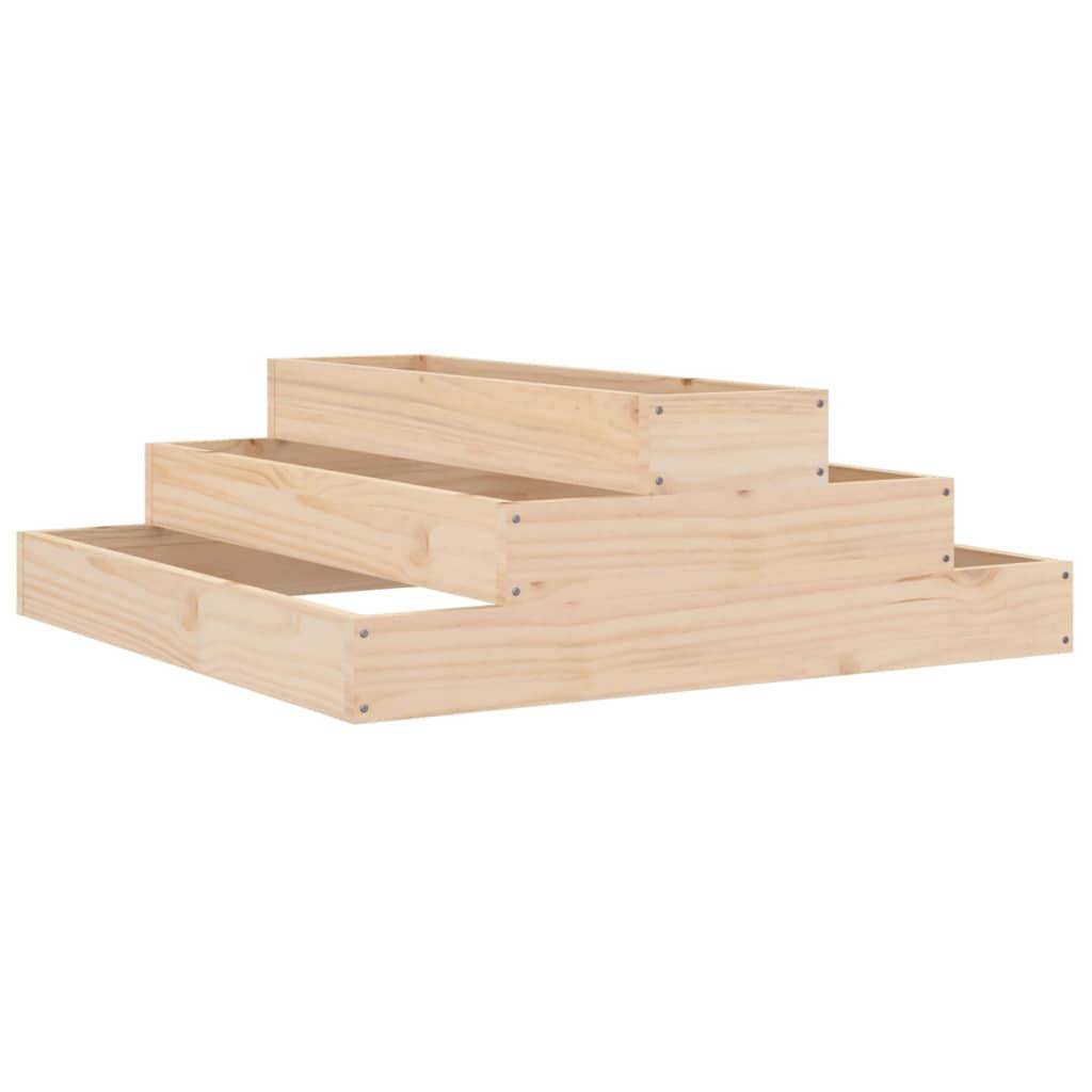 Carré potager surélevé 3 niveaux pin massif pour jardin 80x80x27 cm Brun – ComfortXL Outdoor Living - Image 2
