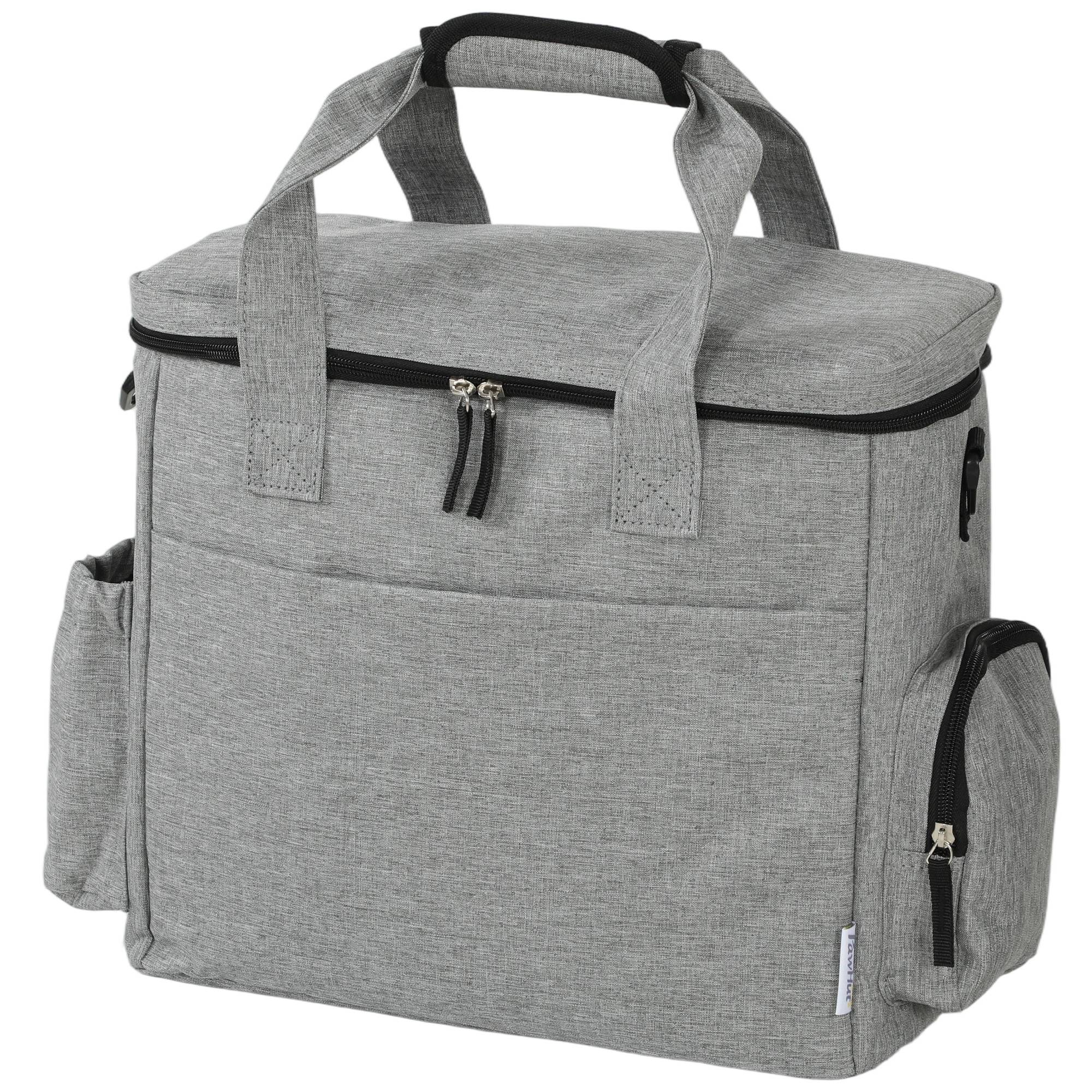 Sac de voyage pour chien avec 2 compartiments à friandises et poches pliables pour gamelles, gris clair - Image 2