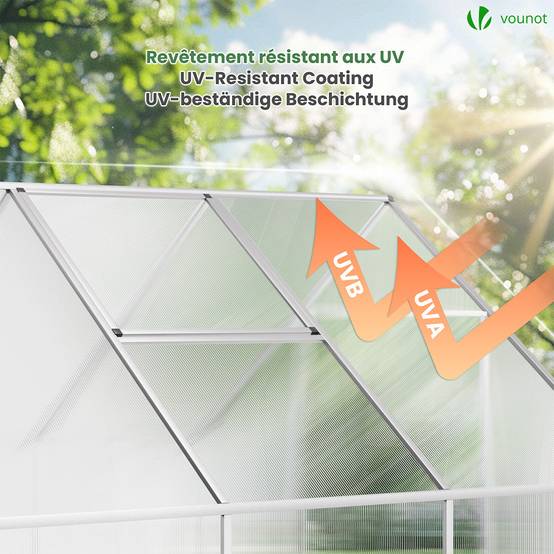Lot de 10 plaques en polycarbonate alvéolaire 6 mm - 121 x 60,5 cm transparent - double paroi creuse - pour serre - VOUNOT® - Image 4