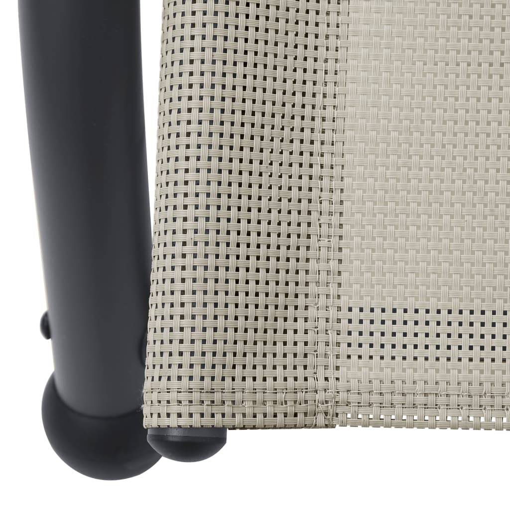 Helloshop26 - Transat chaise longue bain de soleil lit de jardin terrasse meuble d'extérieur double avec auvent textilène crème - Imagen 6