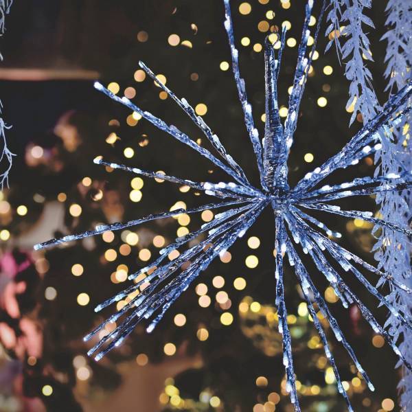 Lotti - Boule lumineuse à branche 45cm 160 LED blanc froid flash argentée Lotti - Imagen 3
