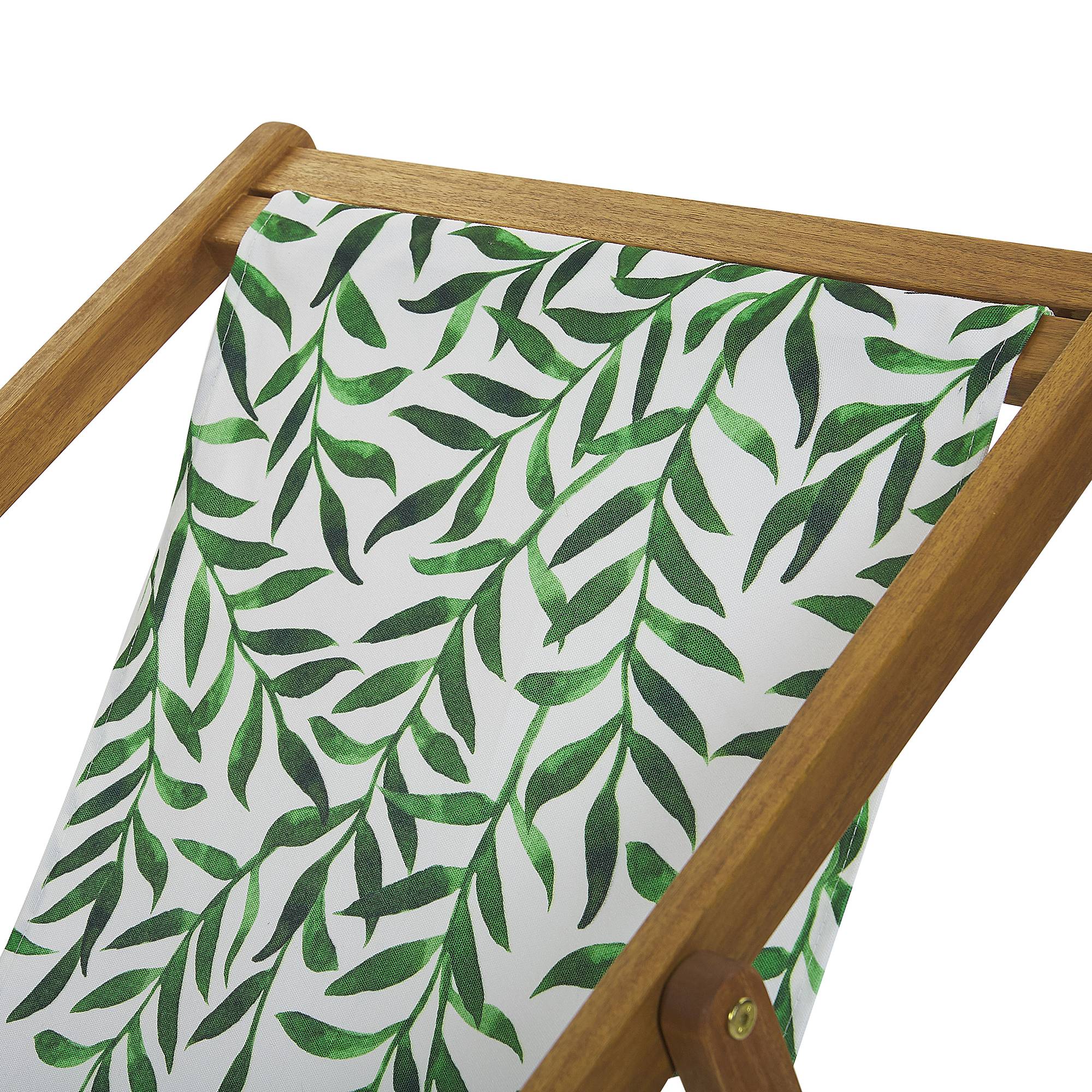 Beliani - 2 Transats Chaises Chiliennes Pliantes et Réglables en Bois d'Acacia Clair et Tissu Vert avec Toiles de Remplacement - Imagen 5