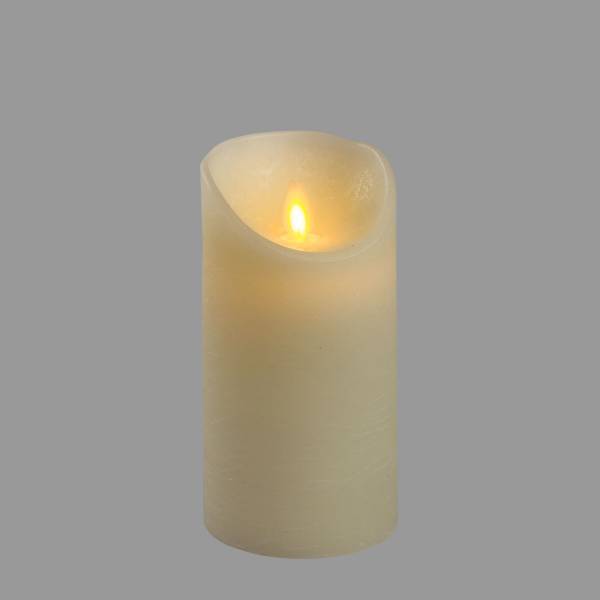 Bougie LED en cire Ivoire à piles flamme en mouvement H15cm Blanc chaud Timer Lotti - Image 1