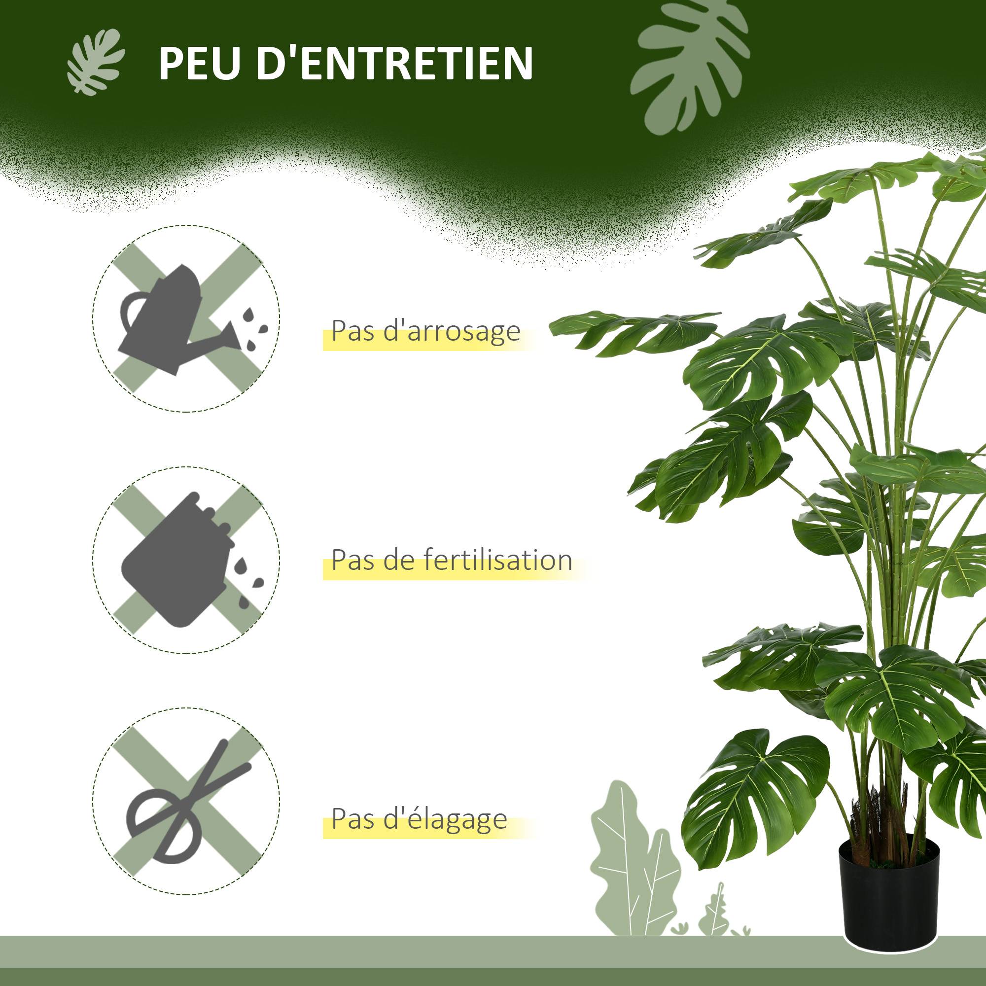 Plante artificielle arbre artificiel monstera deliciosa avec pot inclus hauteur 180 cm intérieure vert - Image 8
