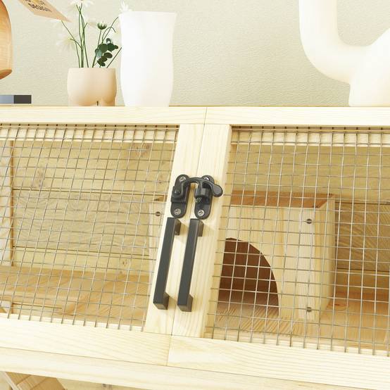 Cage pour rongeurs bois naturel 87 x 43 x 101 cm - PANGIVO - Image 10