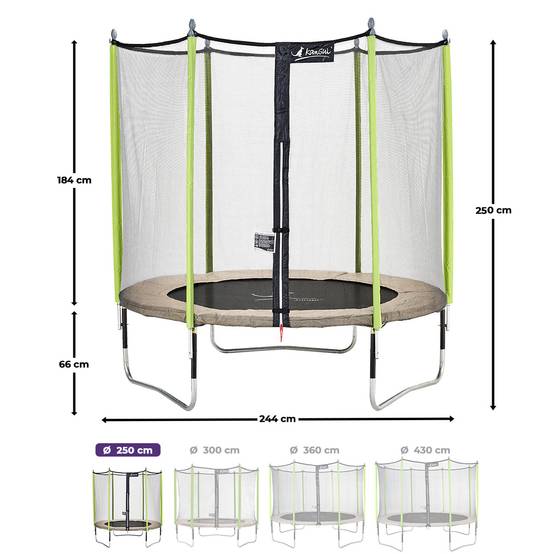 Kangui - Trampoline jardin Ø 250 cm + filet + échelle + bâche - JUMPI 250 - Taupe/Vert Kangui - Image 3