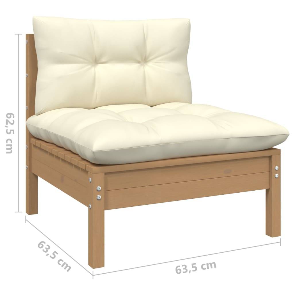 Helloshop26 - Salon de jardin meuble d'extérieur ensemble de mobilier 8 pièces avec coussins crème bois de pin - Imagen 4