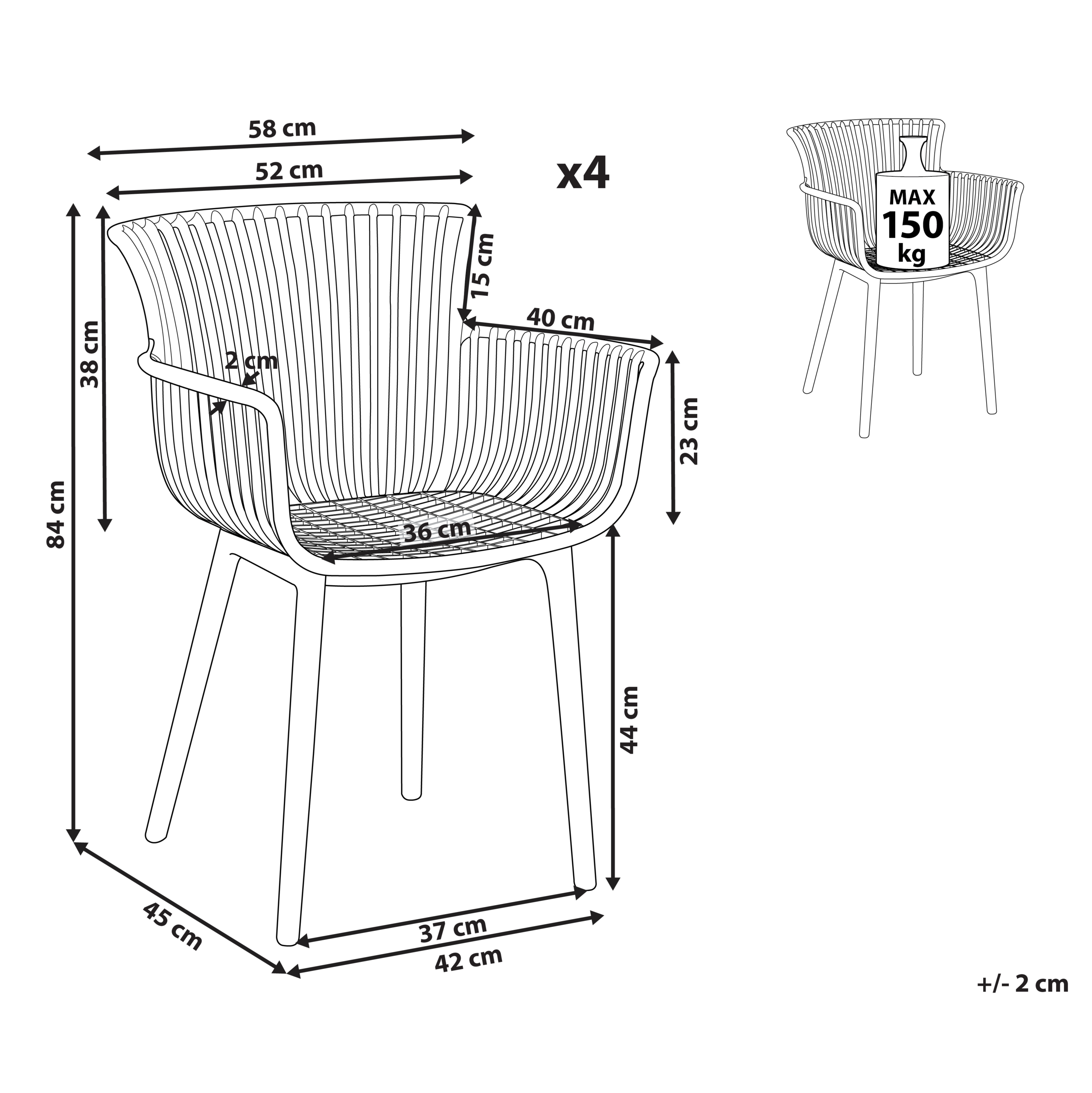Beliani - Chaise de salle à manger Polypropylène Gris clair PESARO - Beliani - Imagen 3