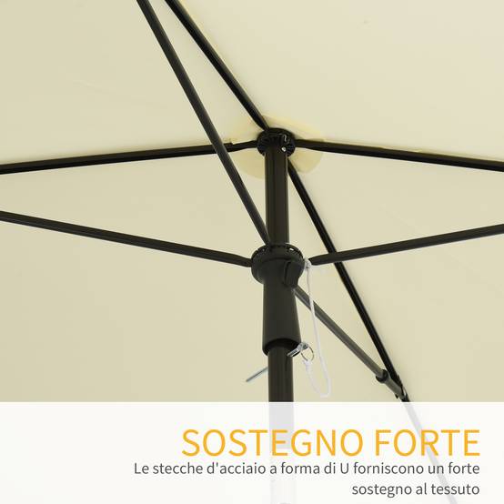 ComfortXL - Parasol Rectangulaire en Aluminium pour Balcon Tête Inclinable 2x1.3m Crème - ComfortXL Outdoor Living - Image 9