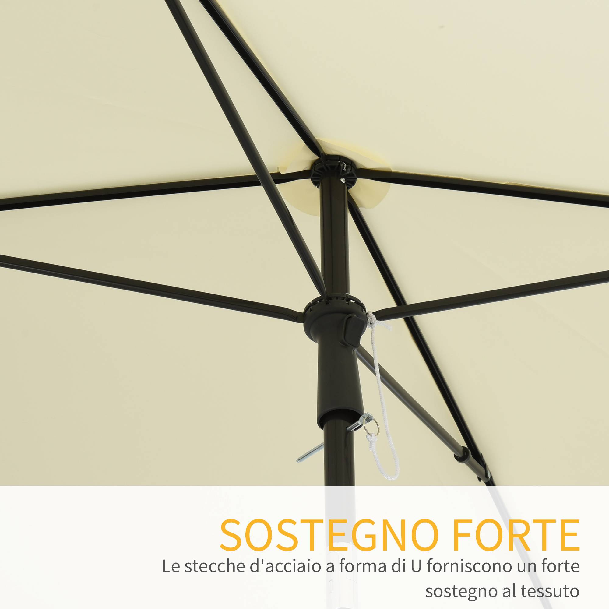 ComfortXL - Parasol Rectangulaire en Aluminium pour Balcon Tête Inclinable 2x1.3m Crème - ComfortXL Outdoor Living - Image 9