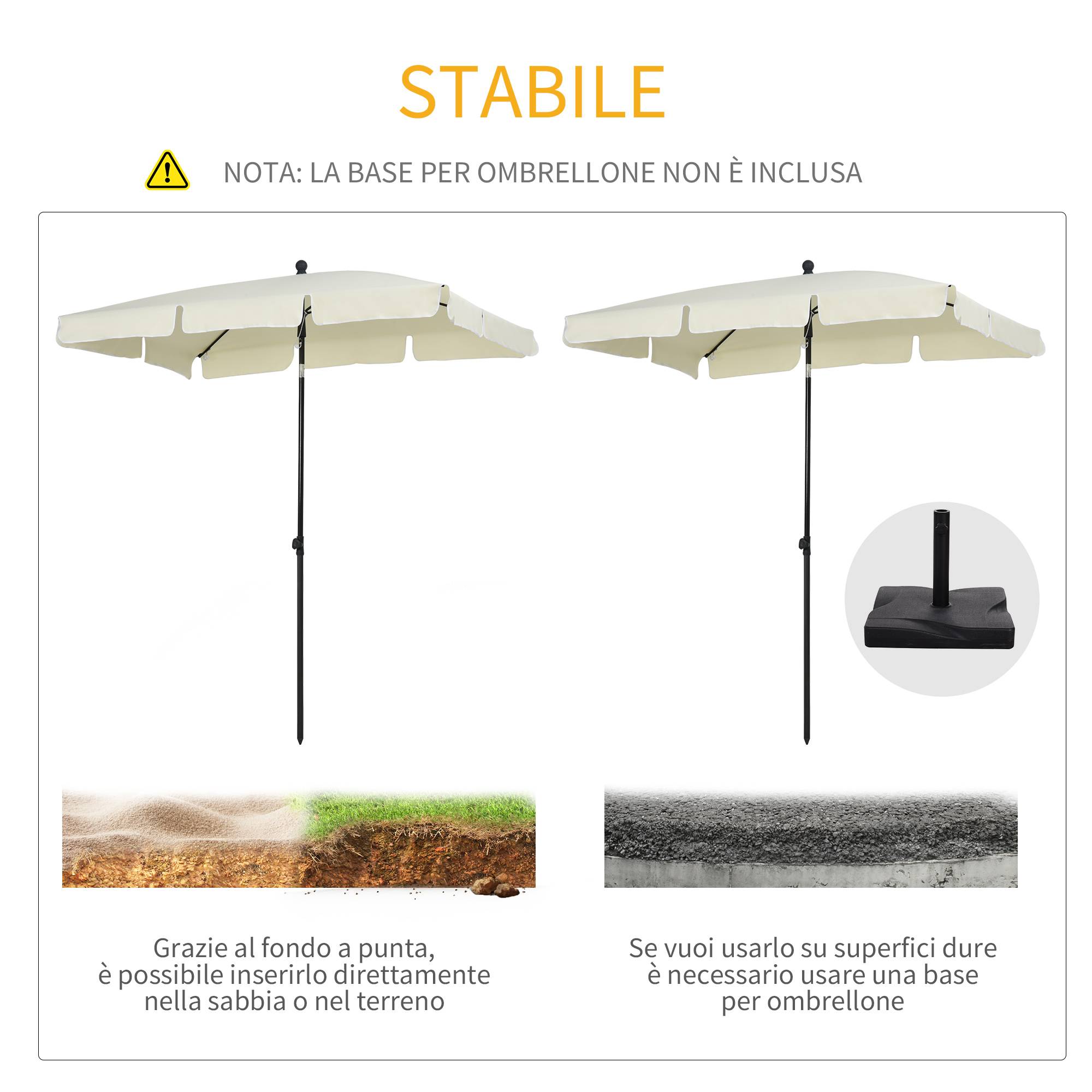 ComfortXL - Parasol Rectangulaire en Aluminium pour Balcon Tête Inclinable 2x1.3m Crème - ComfortXL Outdoor Living - Image 8