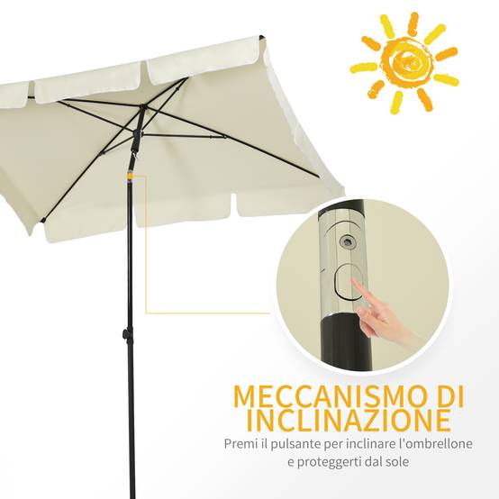 ComfortXL - Parasol Rectangulaire en Aluminium pour Balcon Tête Inclinable 2x1.3m Crème - ComfortXL Outdoor Living - Image 6