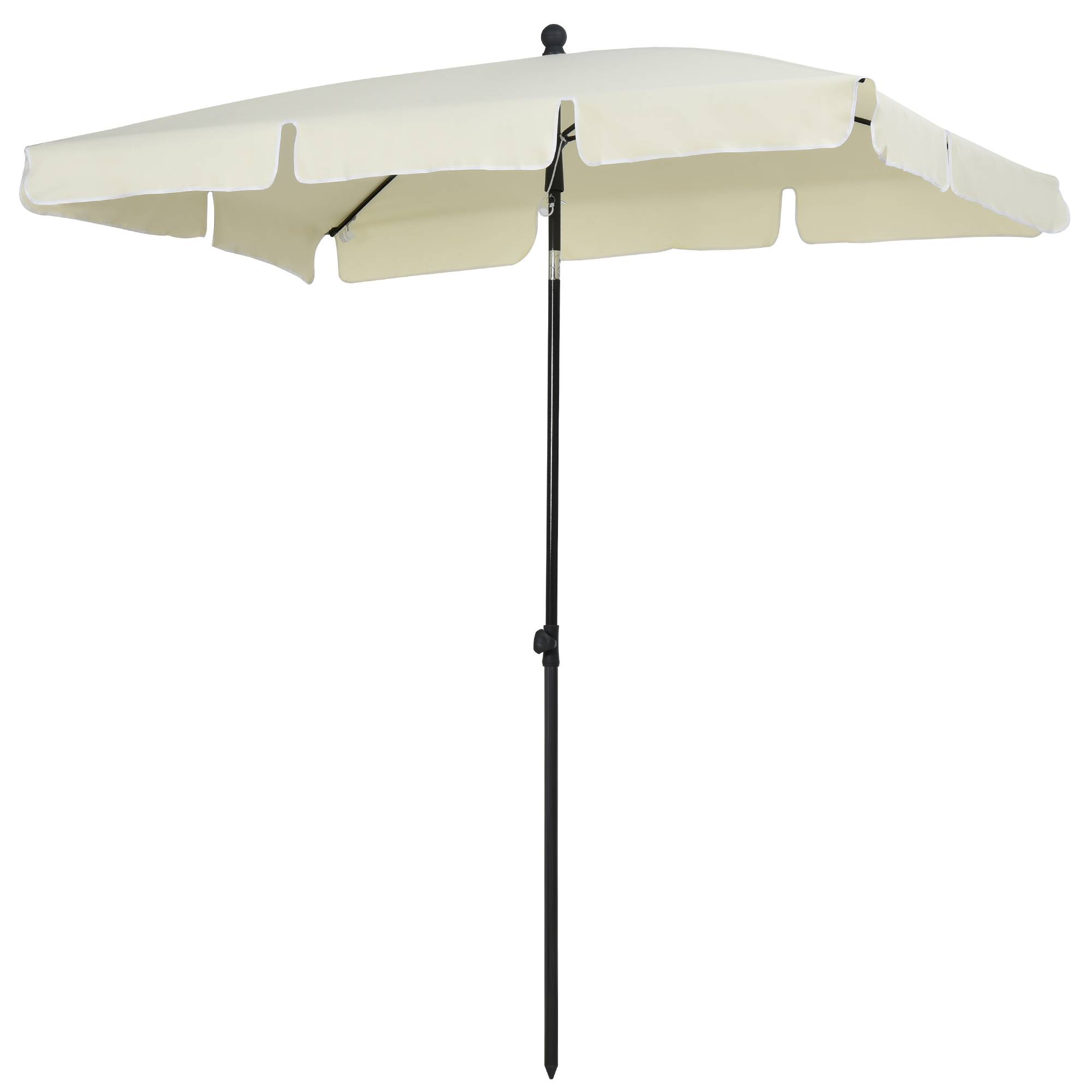 ComfortXL - Parasol Rectangulaire en Aluminium pour Balcon Tête Inclinable 2x1.3m Crème - ComfortXL Outdoor Living - Image 2