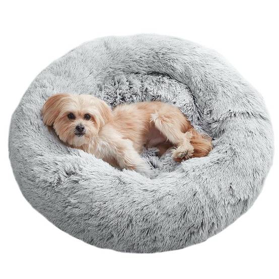 Lit en peluche pour chien doux 100 cm gris clair - Image 2