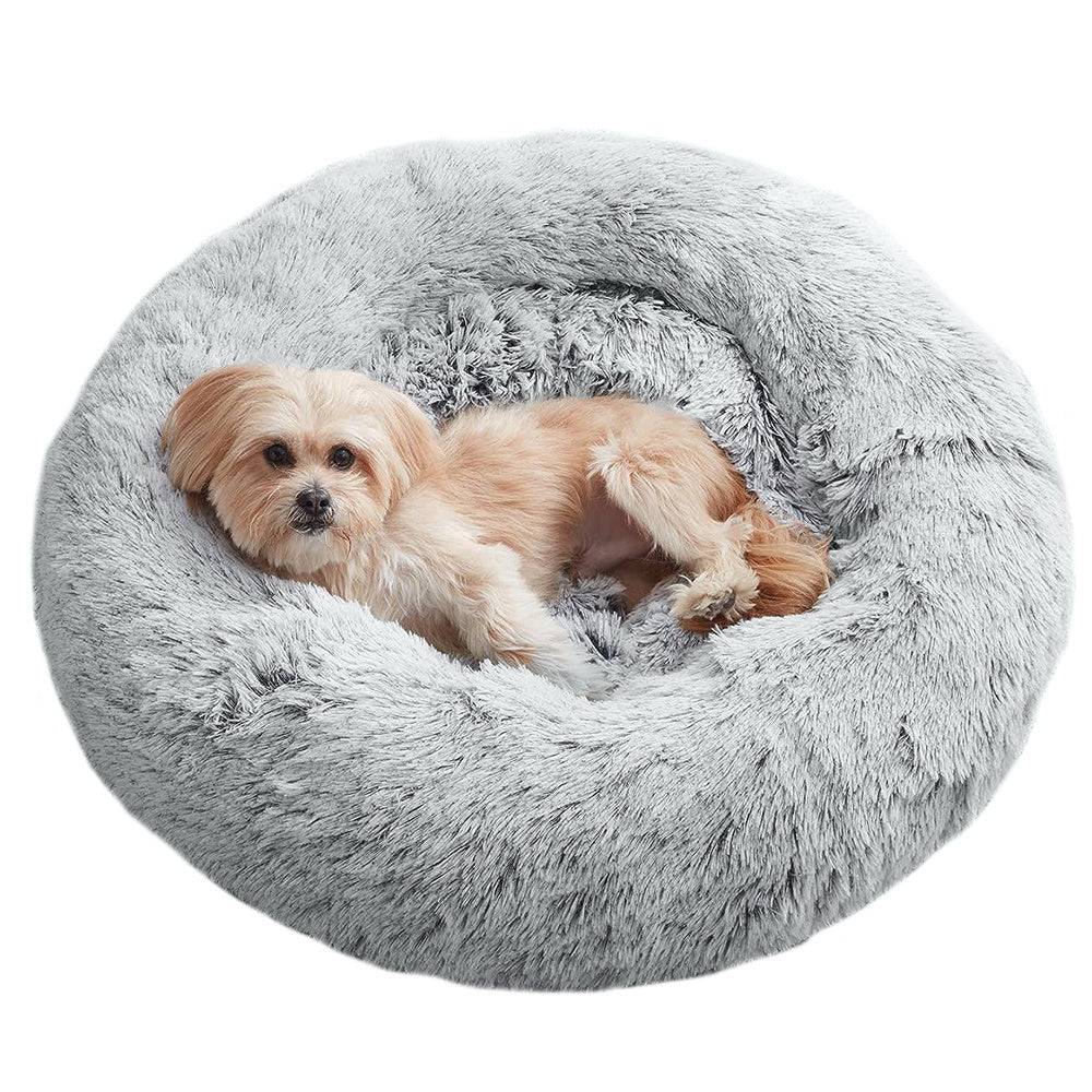Lit en peluche pour chien doux 100 cm gris clair - Image 2
