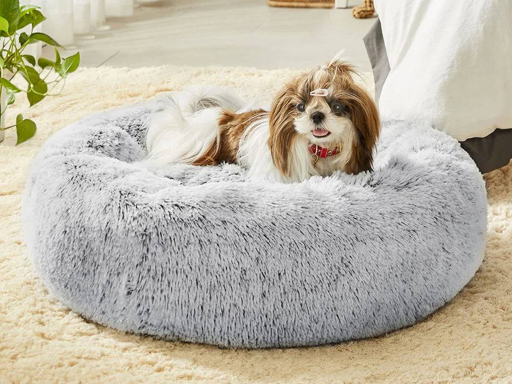 Lit en peluche pour chien doux 100 cm gris clair - Image 5