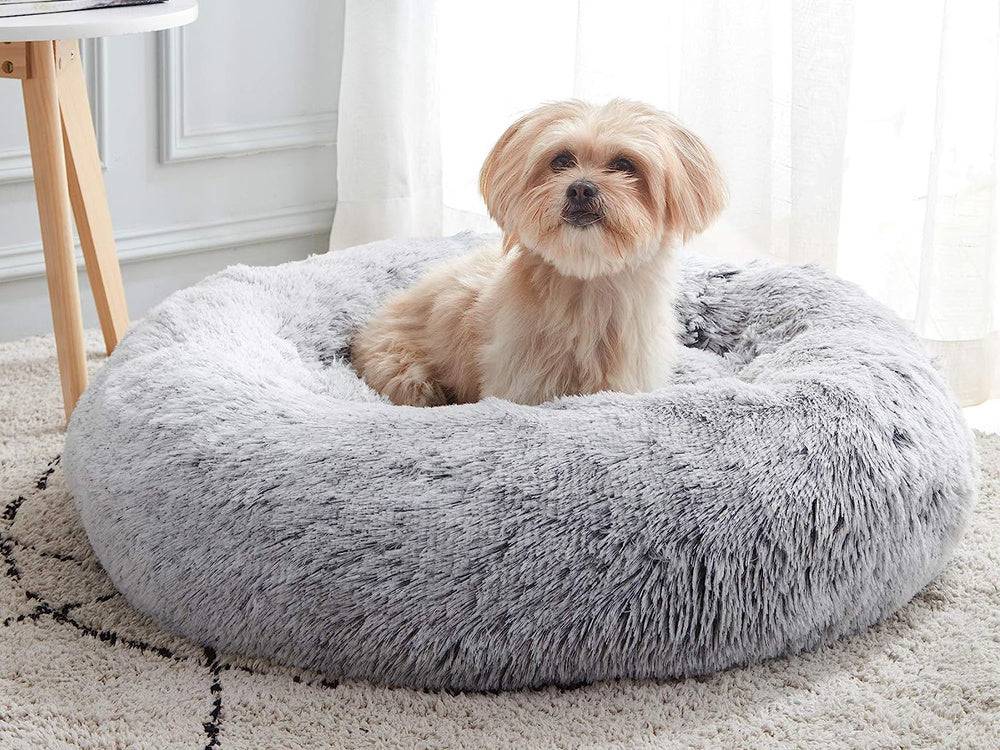 Lit en peluche pour chien doux 100 cm gris clair - Image 4