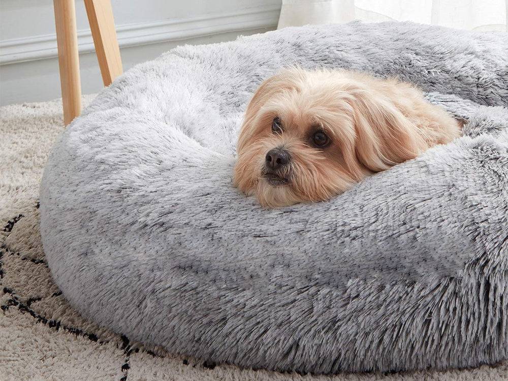 Lit en peluche pour chien doux 100 cm gris clair - Image 3