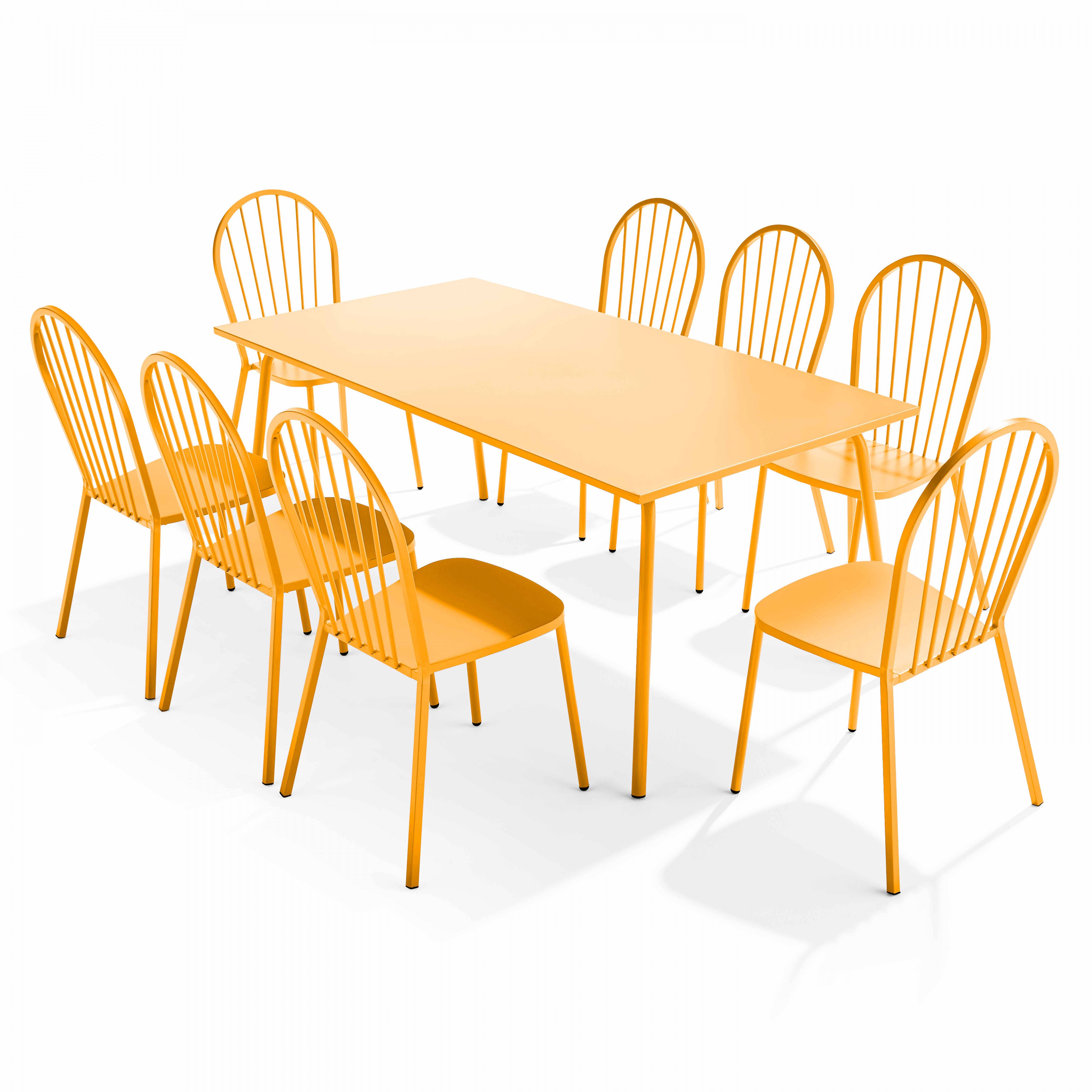 Oviala - Ensemble table de jardin et 8 chaises bistrot en acier jaune Palavas - Oviala - Imagen 1
