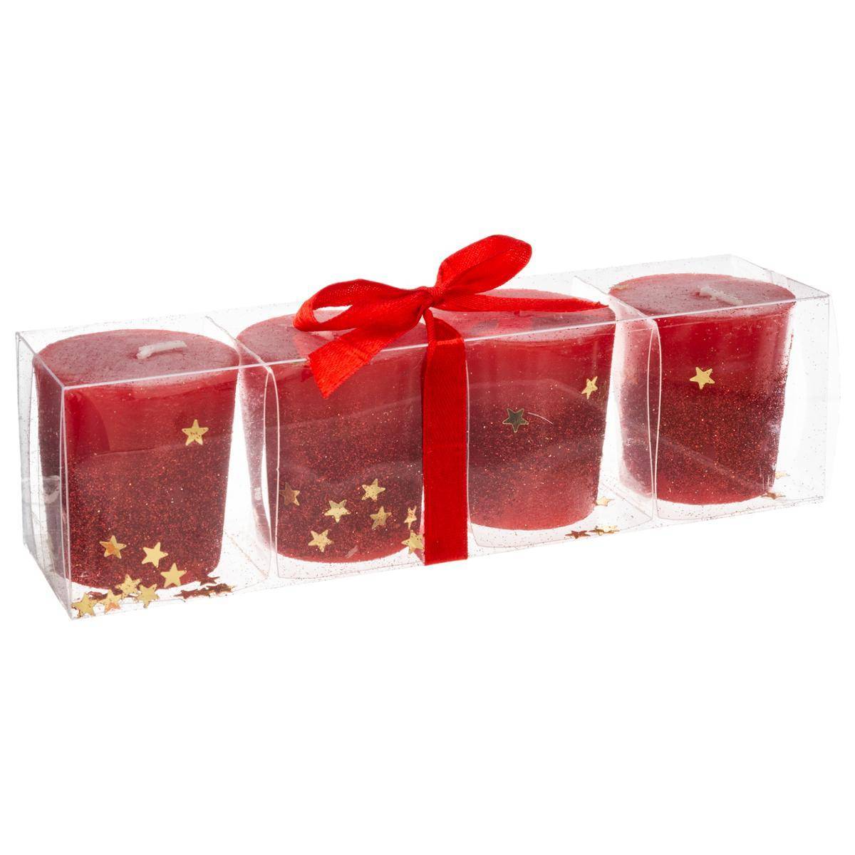 Fééric Lights & Christmas - Lot de 4 bougies votives 48 gr rouge - Feeric Lights & Christmas - Imagen 2