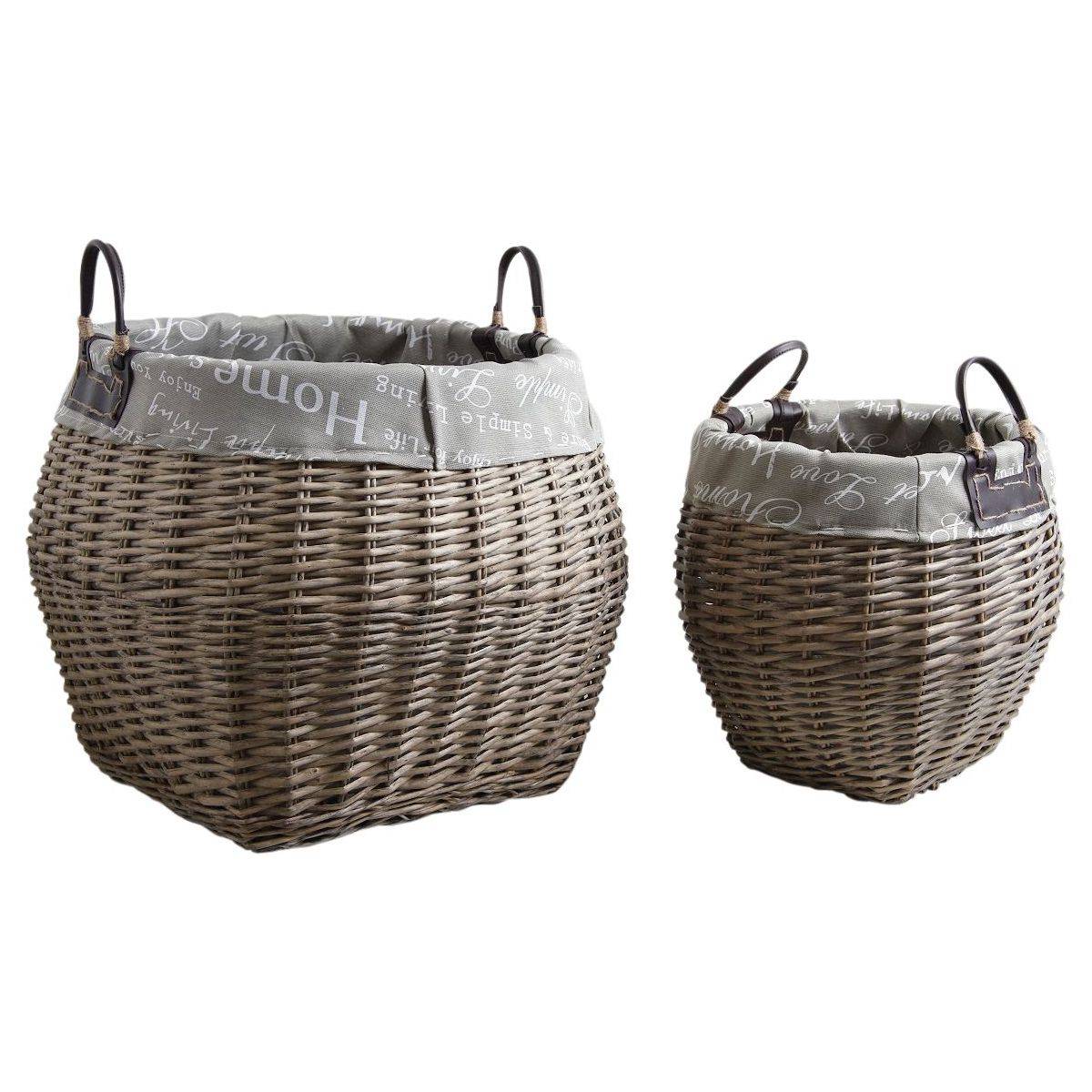 Aubry Gaspard - Corbeilles de rangement en osier gris (Lot de 2) - Imagen 1