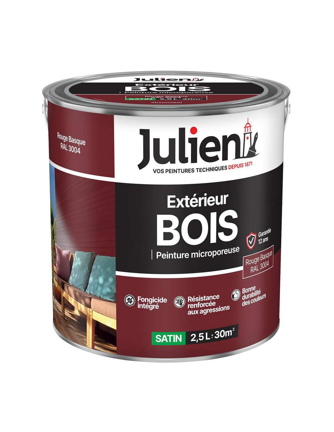 Julien - Peinture Extérieure Bois Microporeuse 2.5l - Julien