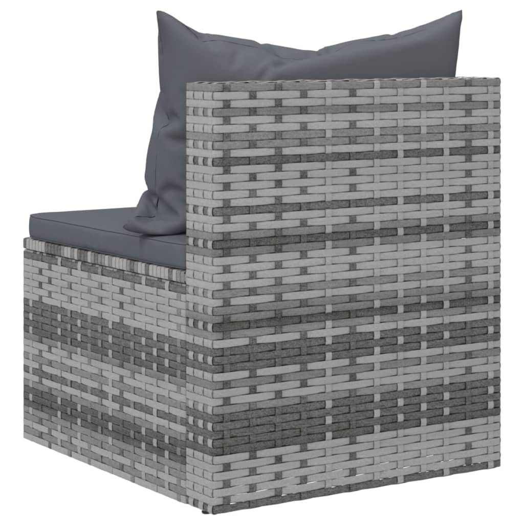Canapés centraux de jardin et coussins 2 pcs | Canapé D'extérieur | Sofa De Jardin Gris Résine tressée Maison Chic - Image 7